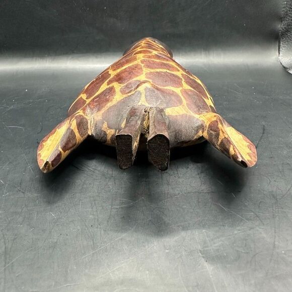 Vintage Giraffe Mask Hand Carved Wood Painted African Wall Decor Art Brown - Picture 12 of 16